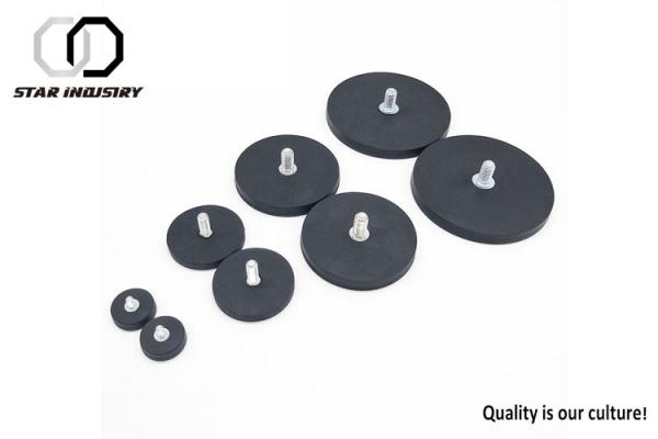 N35 Neodymium Pot Magnet Strong Pull Force With Soft Silicone Rubber Protected