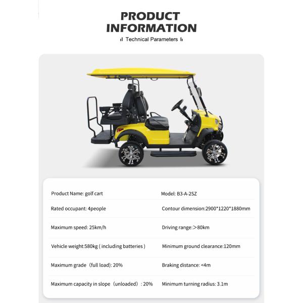 Electric Hunting Golf Cart 4 Seater with LCD Display and Rear Hub Motor at Affordable