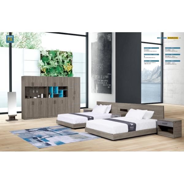 Melamine Laminated Hotel Contract Furniture , Apartment Bedroom Sets