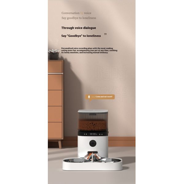 Modern 5L Automatic Pet Feeder Double Bowl Large Capacity Cat Dog Feeder Remote Video Timing Charging Solid Style Battery