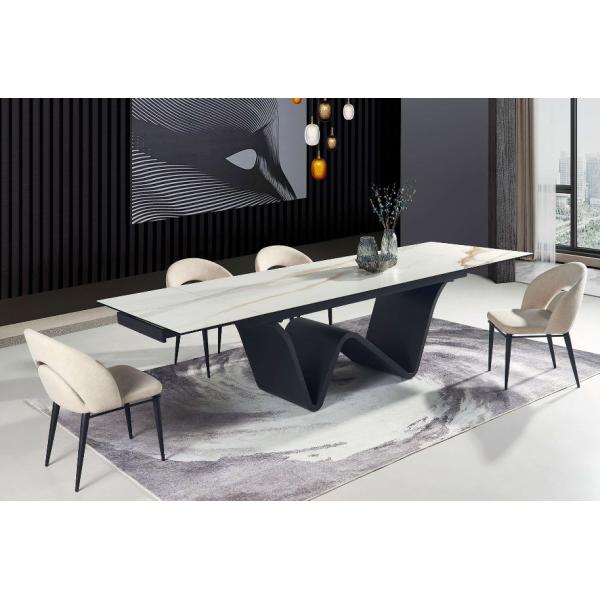 Foshan Furniture Extendable Dining Table and Chairs Folding Modern Luxury Extendable Rectangle Sintered Stone Dining Tables Set