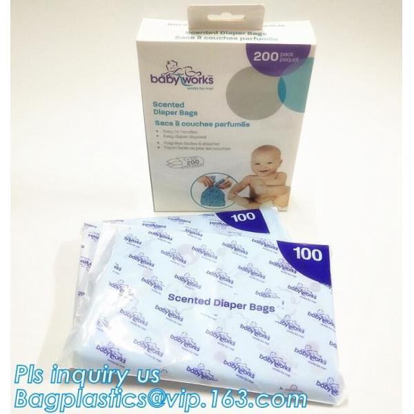 Amazon hot sale scented disposable Nappy sacks bag baby diaper bag, Eco-Friendly Scented Baby sacks tie handle disposal