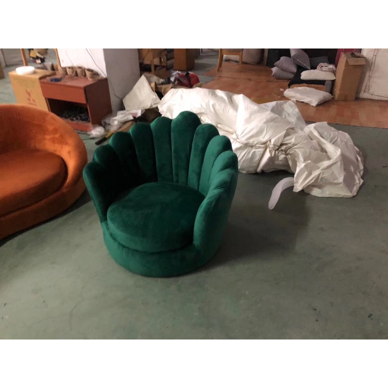 Modern Living Room Furniture Armchair Pink Velvet Upholstery Shell Sofa Chair With Gold Legs