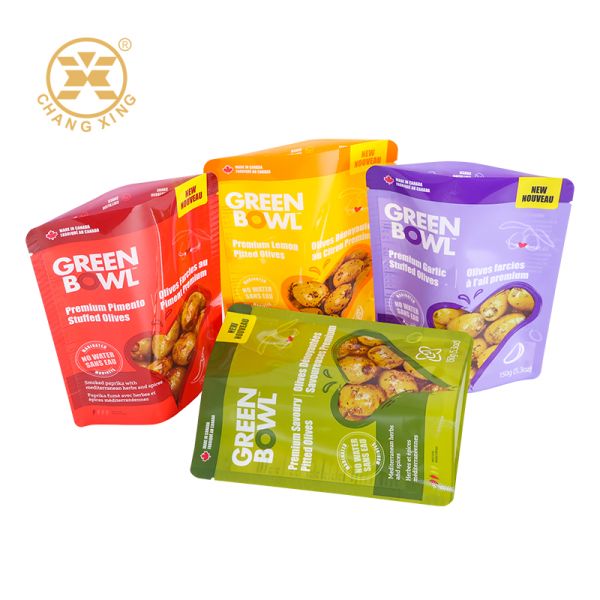 Customizable Snack Packaging Bags Featuring Tear Notch and Stand Up Pouch Design Suitable for Various Snack Types