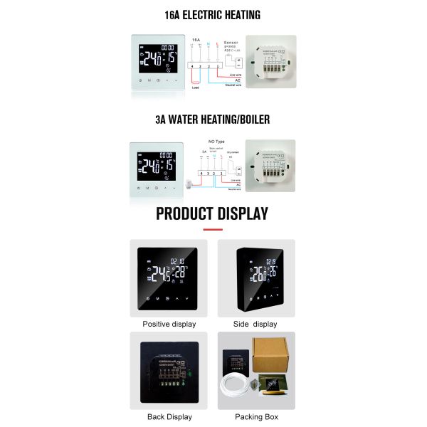Smart WiFi Underfloor Heating Thermostat Controller with Voice Control, APP, LED Display for Home and Commercial Use