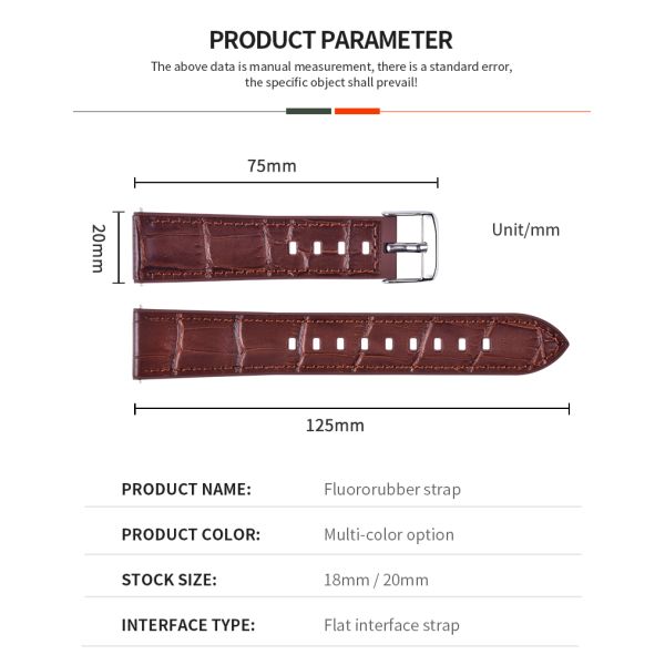 FKM Fluororubber Strap - Breathable Leather Texture