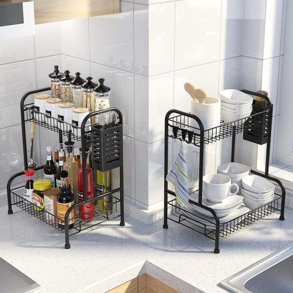 15inch Height Countertop Kitchen Rack 2 Layer 8inch Width Multifunctional