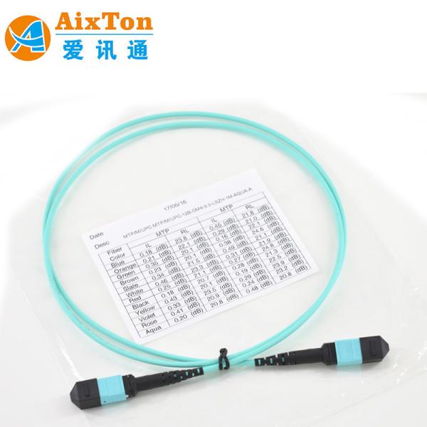 12 Fiber 2M MTP Multimode Patch Fiber Optic Cable Wavelength 850/1300nm Standard Connectors IL≤0.2dB 40/100Gb