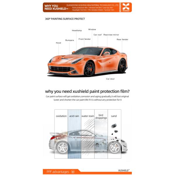 TPH 1.52*15M Высокоблекающий рулон CLEAR Transparent Adhesive Car Body Paint Protection Ppf Film Tph