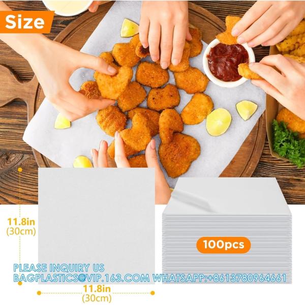 White Waxed Deli Paper Sheets 12 * 12 Inch, Food Basket Liners For Sandwiches, Burgers, Grease Proof Liners