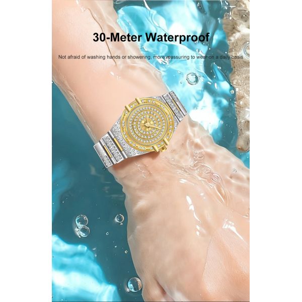 Luxury Women's Quartz Watch with Rose Gold Bracelet - 3ATM Water Resistance | Wholesale Manufacturer in Shenzhen, China