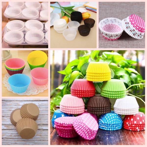 40 гсм Белый / Кофейный пекарня Муффи Кексы Бумажные чашки Лайнерная бумага