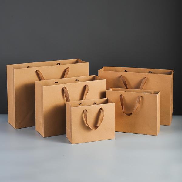 Brown Kraft Shopping Bags Gift Glossy Bulk Paper Bags With Handles