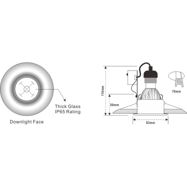 Aluminium GU10 MR16 Push Lock IP65 Bathroom Downlighted - Satin Nickel Color