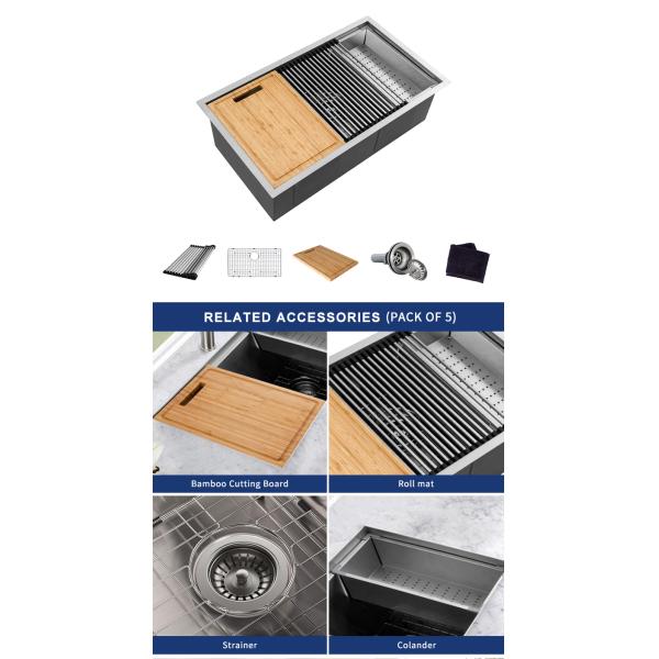 Отполированная раковина 16G рабочего места кухни изоляция 32 дюймов ядровая омертвляя