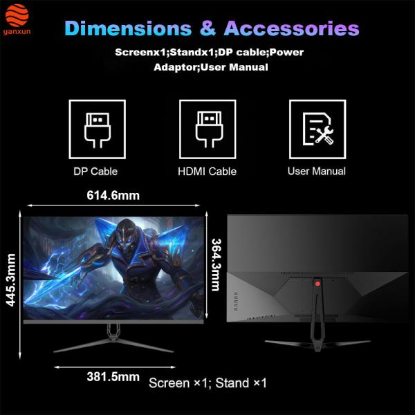 Monitor de juegos UHD de 27 pulgadas, panel IPS 4K, monitor de PC de 144 Hz con soporte fijo