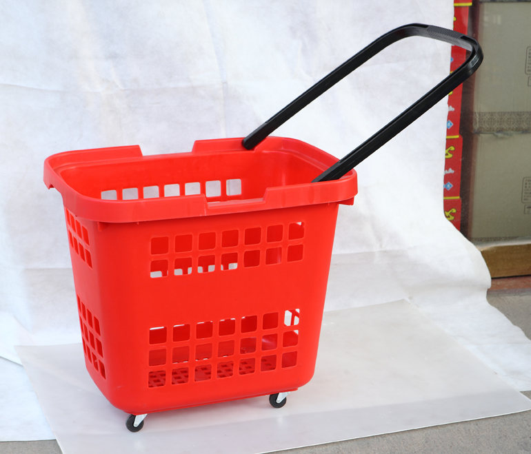 пластиковая корзина для товаров 45L с колесами ручки HDPP 3