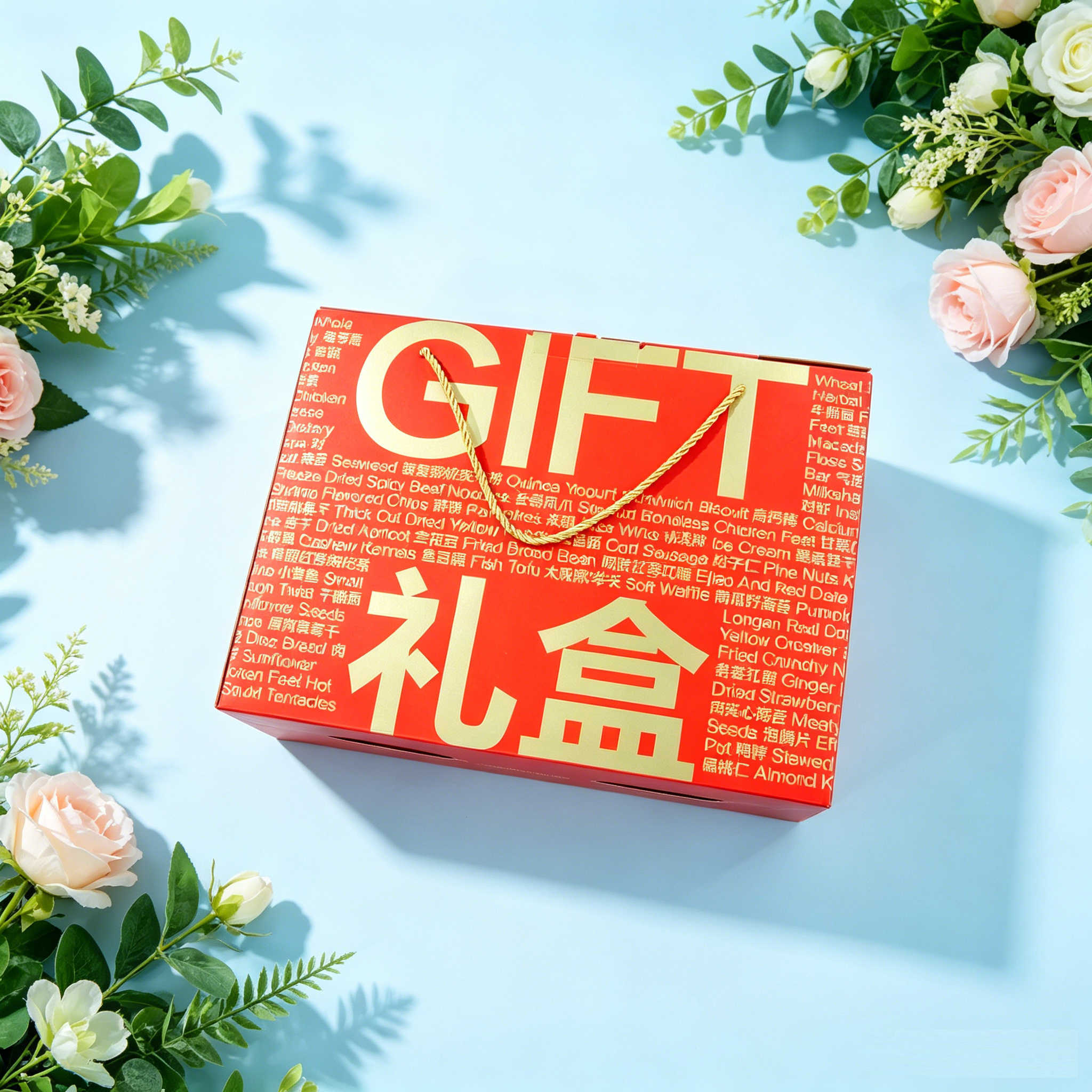 Luxury High Quality Corrugated Box With Twisted Handle, CMYK Printing, Durable Present Gift Packaging Box, Design for Snack Gift Set, Oatmeal, Cornmeal, Food Set, Food Grade