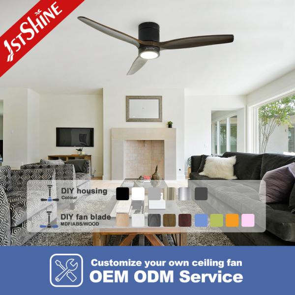 Contemporary Design 1stshine LED Ceiling Fan with Solid Wood Blades Flush Mount 2-in-1
