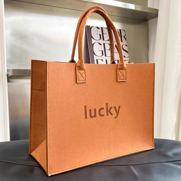 Custom Felt Tote Bag Large Capacity Portable Eco-Friendly Shopping Full Bag Gift Shopping Bag Custom Logo Large Capacity Storage Tote Bag Women Single Outdoor Shoulder Handbag Ladies Felt Shopping