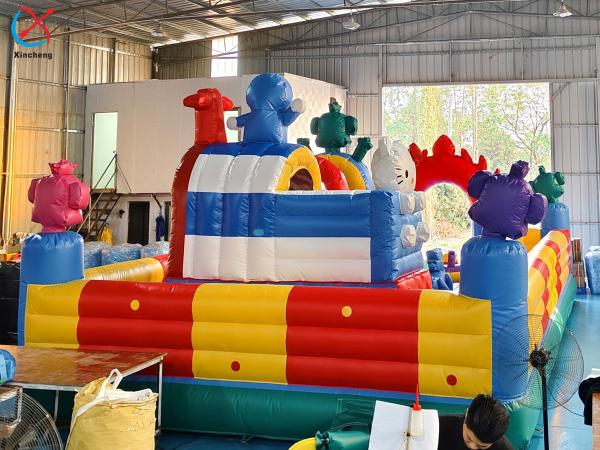 Inflatable Bouncy House Colourful Obstacle Course Inflatable Fun City Playground