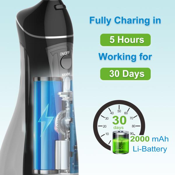Rechargeable Dental Cordless Water Flosser Waterproof IPX7 1200-1400 Times/Min