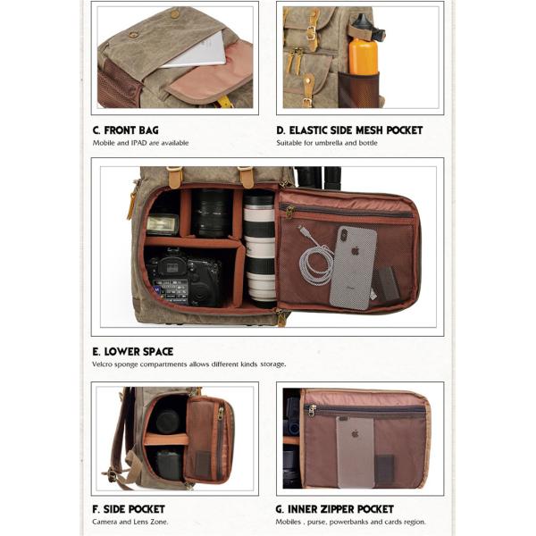 Eco-friendly Customized Logo Camera Bag Backpack for DSLR and Laptop in Customized Color