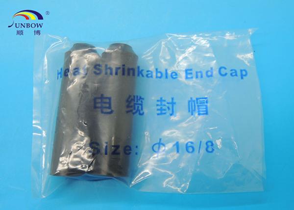 Black Polyolefin Heat Shrink End Caps for Wire Sealing , Insulation Seal End Cap