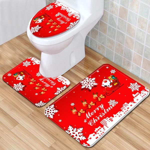 O Natal tapete do banheiro de três partes ajustou as tampas da tampa do toalete 50*80cm