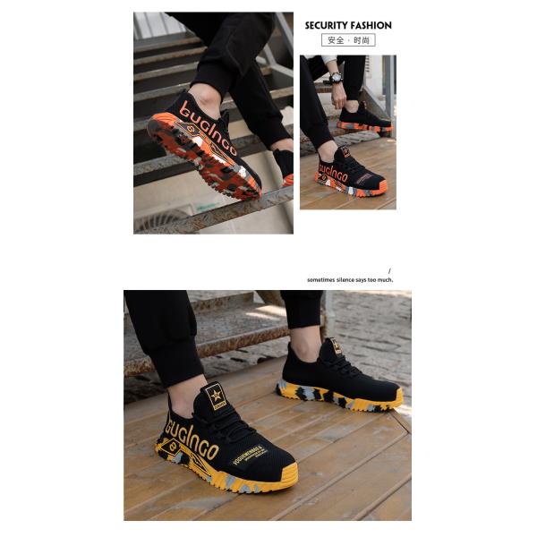 Chaussures de sécurité respirantes en Fly Knit avec semelle intermédiaire en Kevlar, embout en acier standard, semelle en caoutchouc anti-écrasement