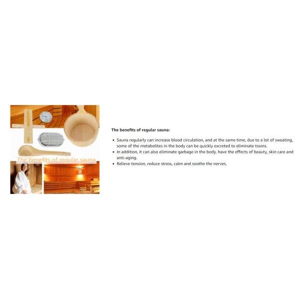 Sauna Accessories Kit Pail Wooden Bucket Dipper Lamp Traditional Pocket Timer with Thermometer Water Scoop Hourglass Spa Home Sauna Kit