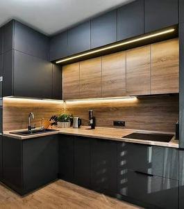 Corner Kitchen MDF Cabinets Pantry White Black Modular