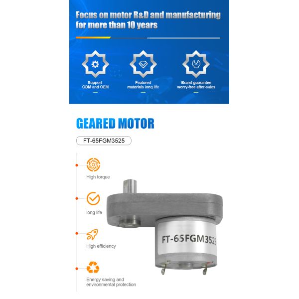 High Precision Flat Gear Motor 24V 6V 12V High Torque Low Rpm Energy Saving