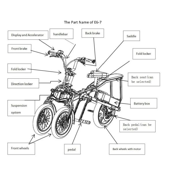 350w E Bike Lithium Battery Electric Scooter 3 Wheel 14 Inch With LED Light