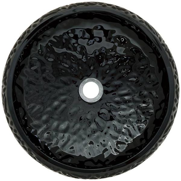 440mm Height Black Bathroom Vessel Sink Round Lacquered Exterior Crystal Ball Shape