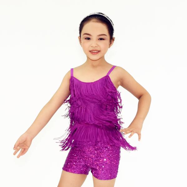 Cheerful Fringe Top Sequin Shorts Children'S Dance Costumes Tassel Outfits
