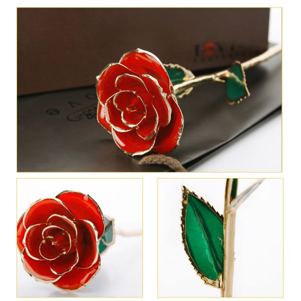 Anniversary Gifts 24k Gold Plated Rose With Gift Box Forever Gold Rose for Christmas ,valentine' s Day Gifts