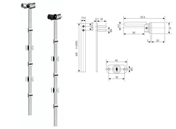 Unidade Front Drawer Lock da mobília 3/fechamentos de segurança para gavetas do armário
