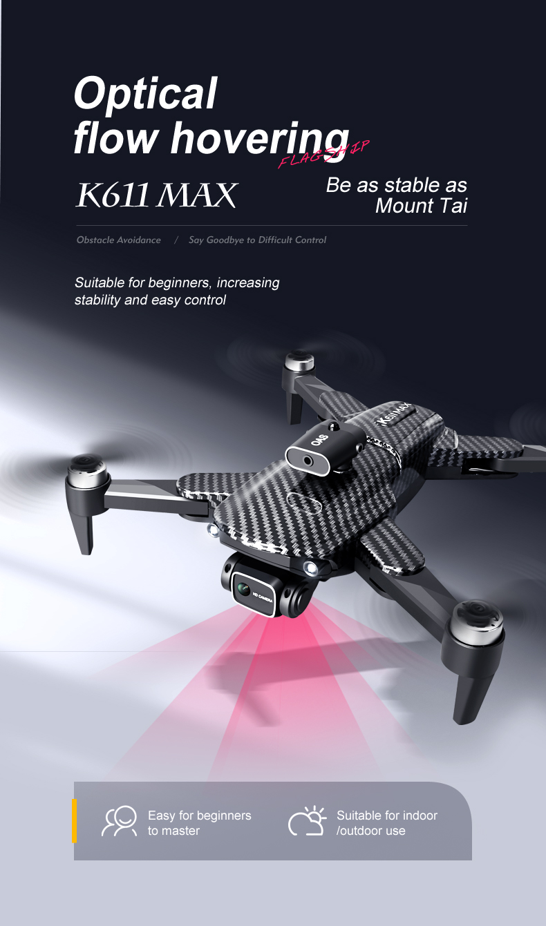 Складчивый аэрофотограф Квадкоптер K818 Max Mini Drone с 4k HD камерой Smart Brushless Motor и препятствиями