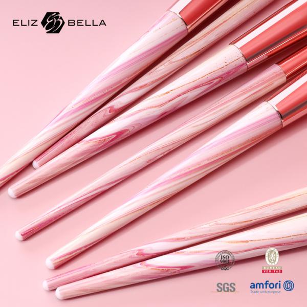 5pcs Pink Ferrule Plastic Makeup Brushes Synthetic Hair Vegan Personalized Custom Logo