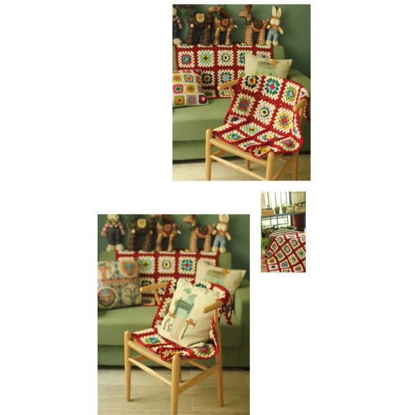 Y-F 85*65 Handmade Nordic Floral Daisy Rustic Sofa Farmhouse Granny Chic Home Art Decor Blanket