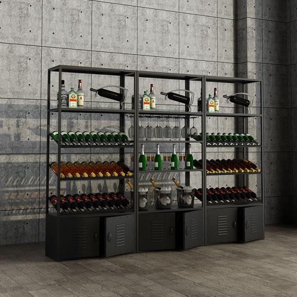 Stackable Wine Wall Cabinet Customized Bar Metal Glass Wine Storage Rack for Display