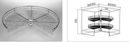 Вращаясь аксессуары кухни корзины угла шкафа современные в нержавеющей стали