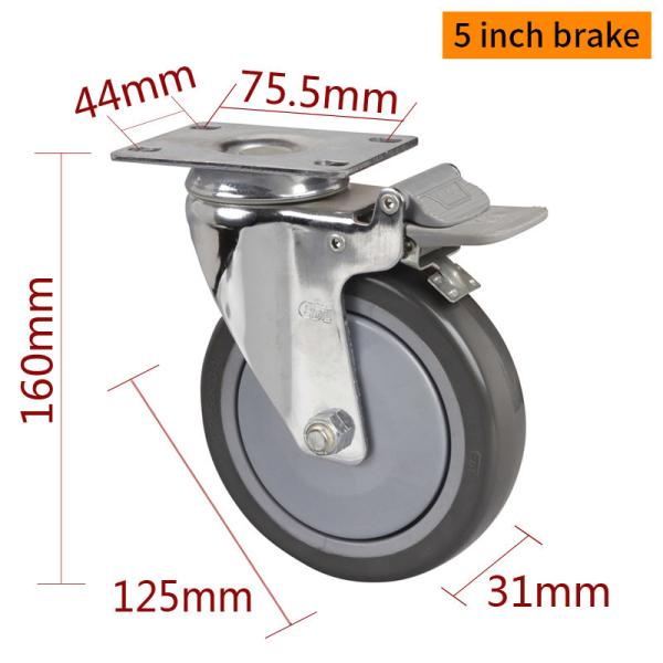 Industrial Swivel Plate Caster Wheels 5 Inch Castor Wheels 125mm