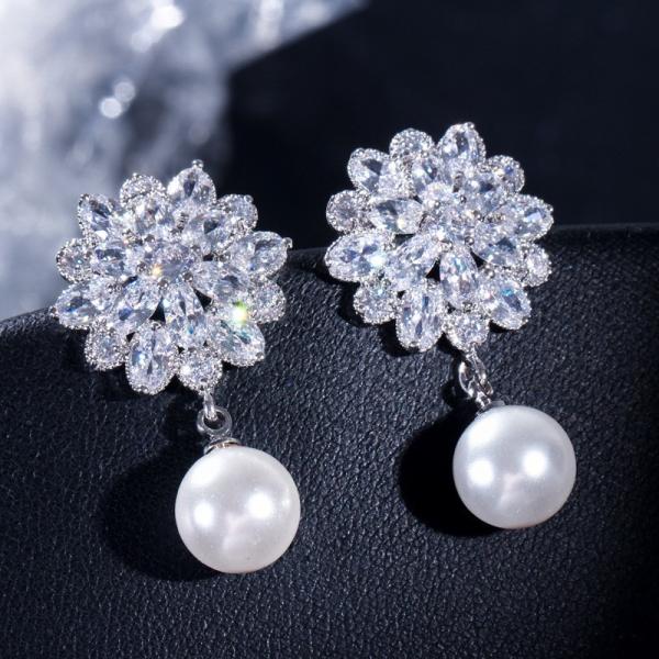 CZ earrings Brass setting zircon stud earrings hip hop bling blilng jewelry earrings necklace jewelry set