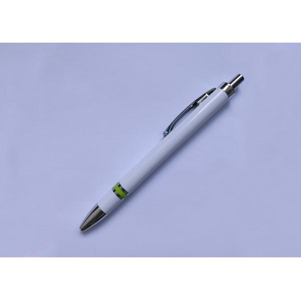 Metal Clip Plastic Promotional Pen in white color with customized logo or silk printing