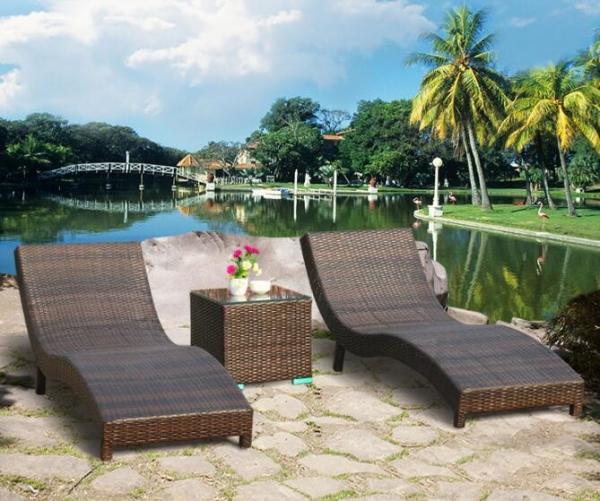 Leisure Aluminium PE Rattan Chaise Lounge chairs Outdoor Garden patio beach chair