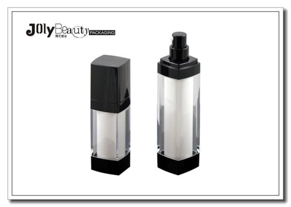 High End Square Plastic PP Airless Bottle , Clear 30ml Airless Foundation Bottle