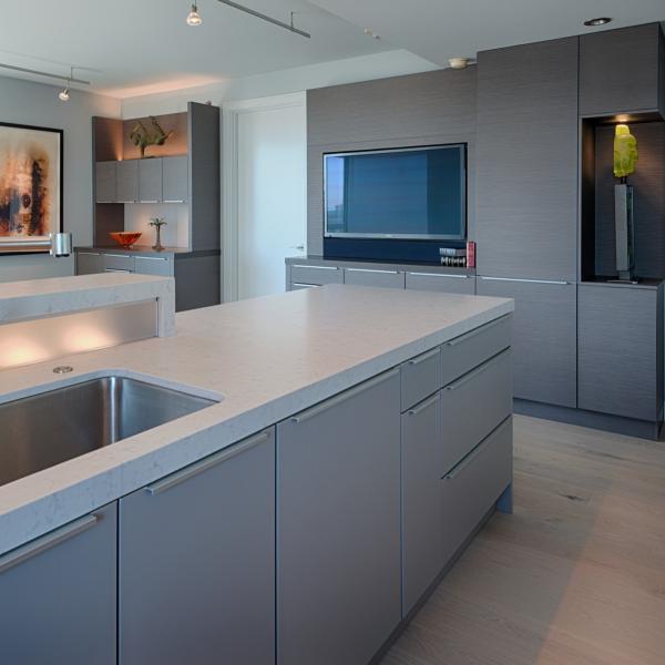 PVC Board Custom Kitchen Cabinet Modern Matte Grey