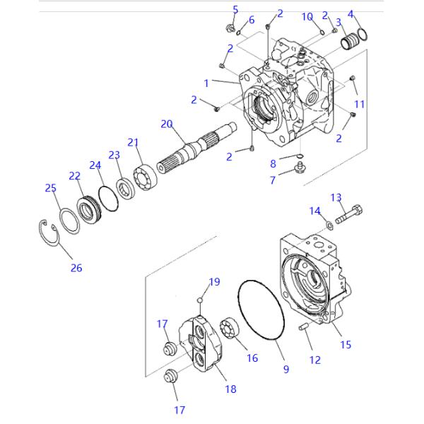 708-1U-00161 708-1U-00160 Hydraulic Pump KOMATSU Backhoeloader Spare Parts For WB93R-5E0
